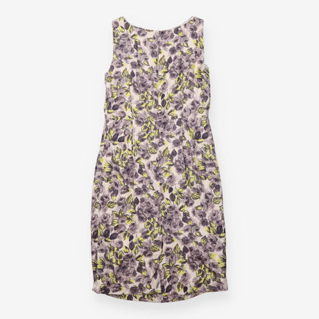 Dress Floral Sleeveless Fitted Pencil Grey Yellow