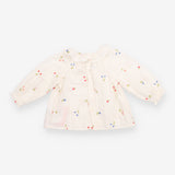 Shirt with Ruffle Collar White and Embroidered Che