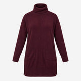 Plum Burgundy 100% Cotton Roll Neck Popper Nursing
