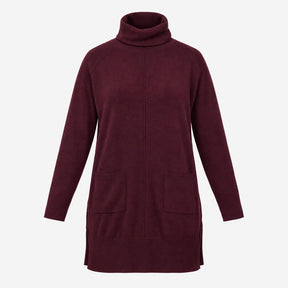 Plum Burgundy 100% Cotton Roll Neck Popper Nursing