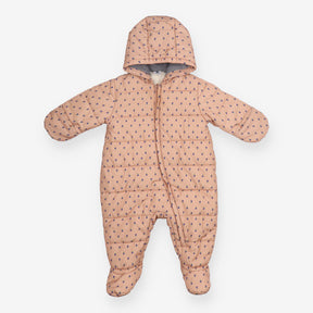 Pramsuit terracotta blue flowers fleece lined