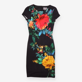 Phase Eight Black Red Teal Floral Stretch Jersey S
