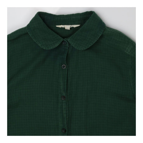 Peter Pan Collar Check Shirt – Green & Blue Cotton