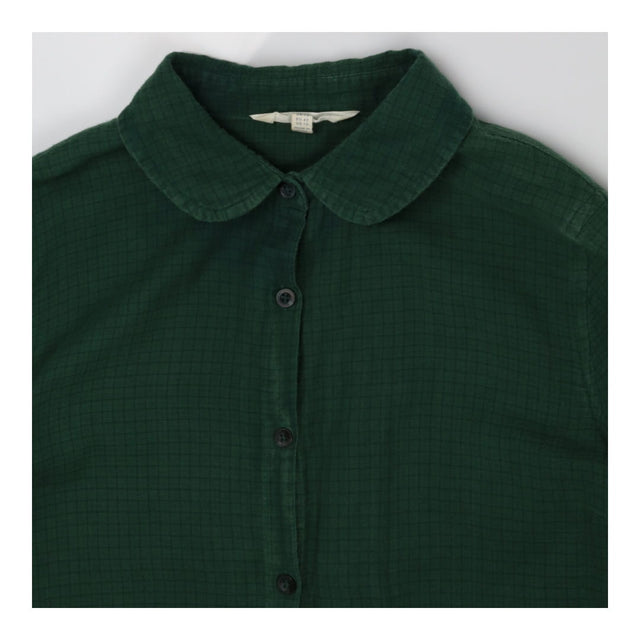 Peter Pan Collar Check Shirt – Green & Blue Cotton
