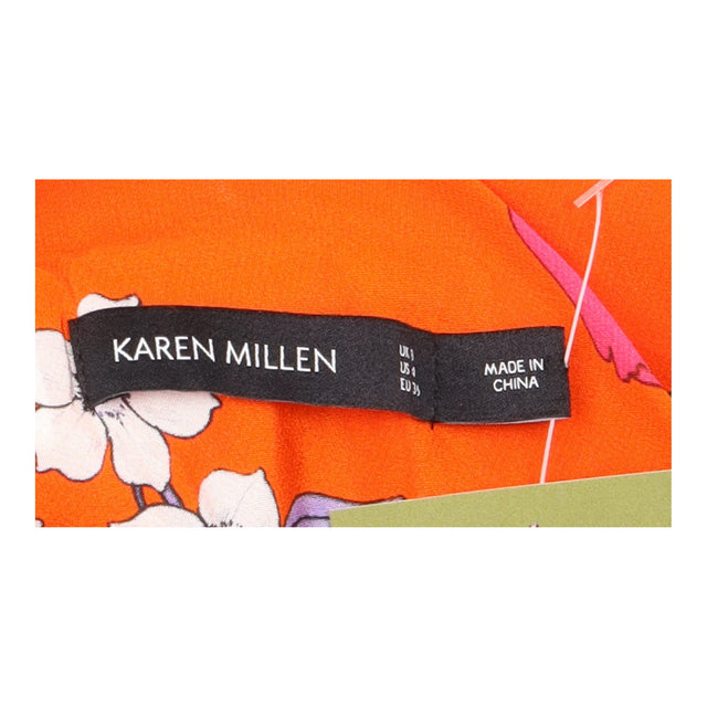 Karen Millen Orange Floral Print Sleeveless Draped