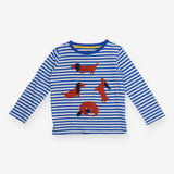 T-shirt long sleeve white and blue stripe with sau