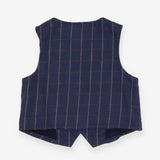 Waistcoat - Navy and Tan Check