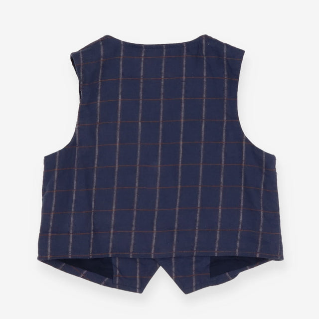 Waistcoat - Navy and Tan Check