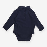 Bodysuit navy ribbed roll neck long sleeve