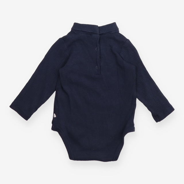 Bodysuit navy ribbed roll neck long sleeve