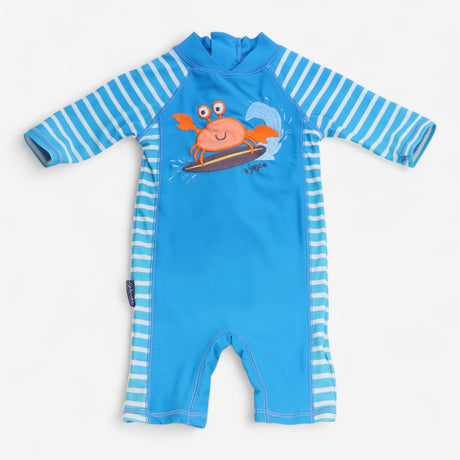 Swim suit blue with surfing crab
