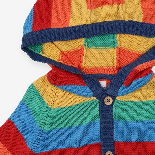 Rainbow knit cardigan with hood