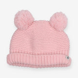 Pink double bobble hat knitted