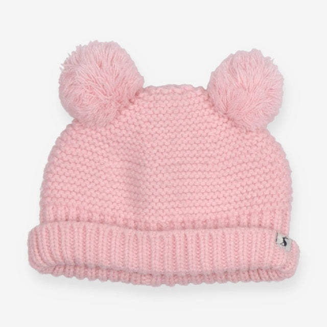 Pink double bobble hat knitted
