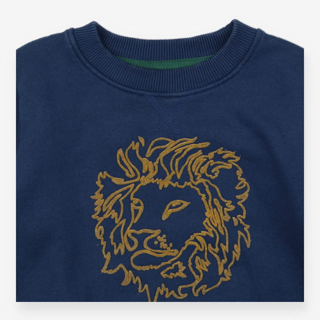 Navy sweater with lion head