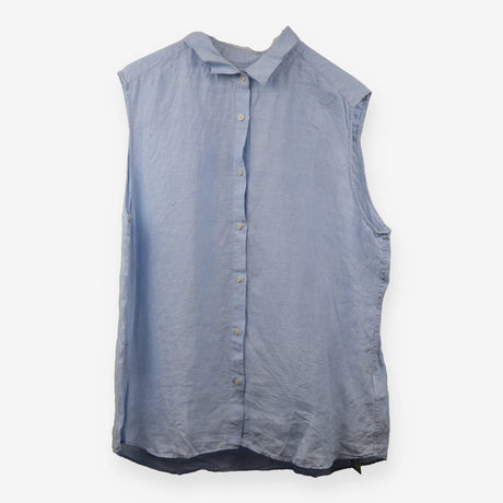 100% Linen Blue Sleeveless Summer Shirt
