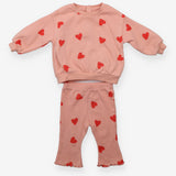 Outfit pink with red hearts sweater & leggings