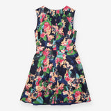 Midi Dress Navy Tropical Floral Fit and Flare