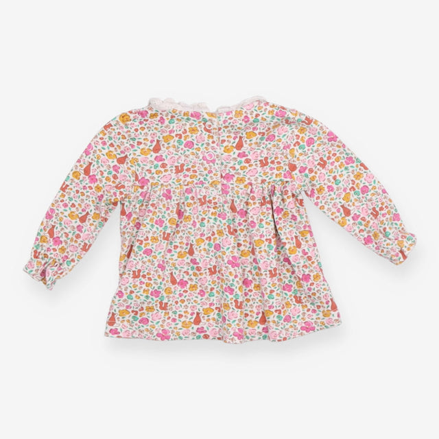 Dress jersey floral foxes squirrels collar LS