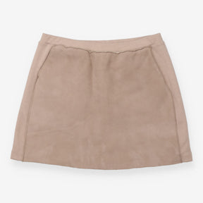 Mini Skirt Taupe Wool Leather Panel A Line