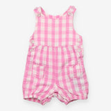 Romper Woven Pink and White Check