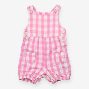 Romper Woven Pink and White Check