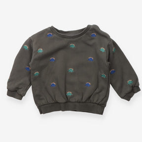 Khaki sweater embroidered dinosaurs