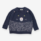 Blue Knit Cat Sweater 