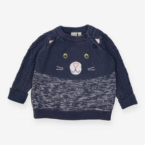Blue Knit Cat Sweater 