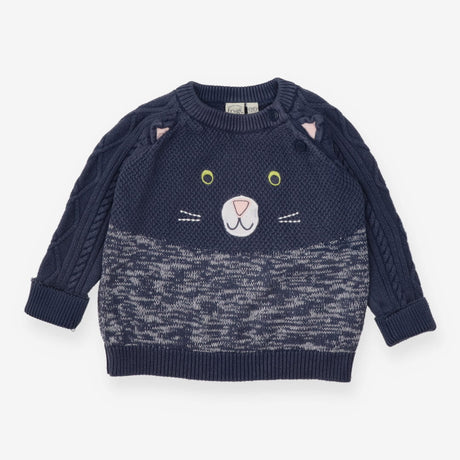 Blue Knit Cat Sweater 