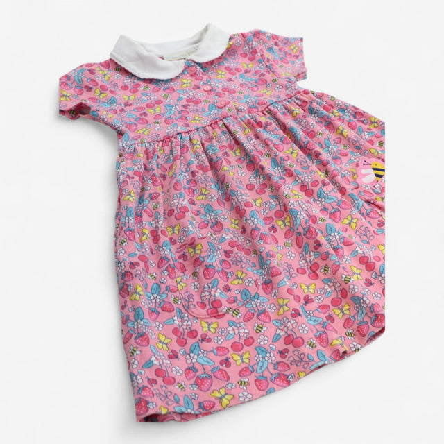 Dress Jersey Collared Pink Bees and Cherries