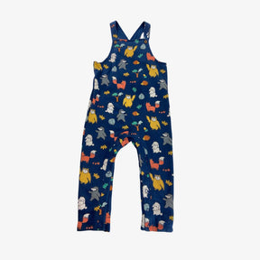 Navy Autumn woodland animals dungarees