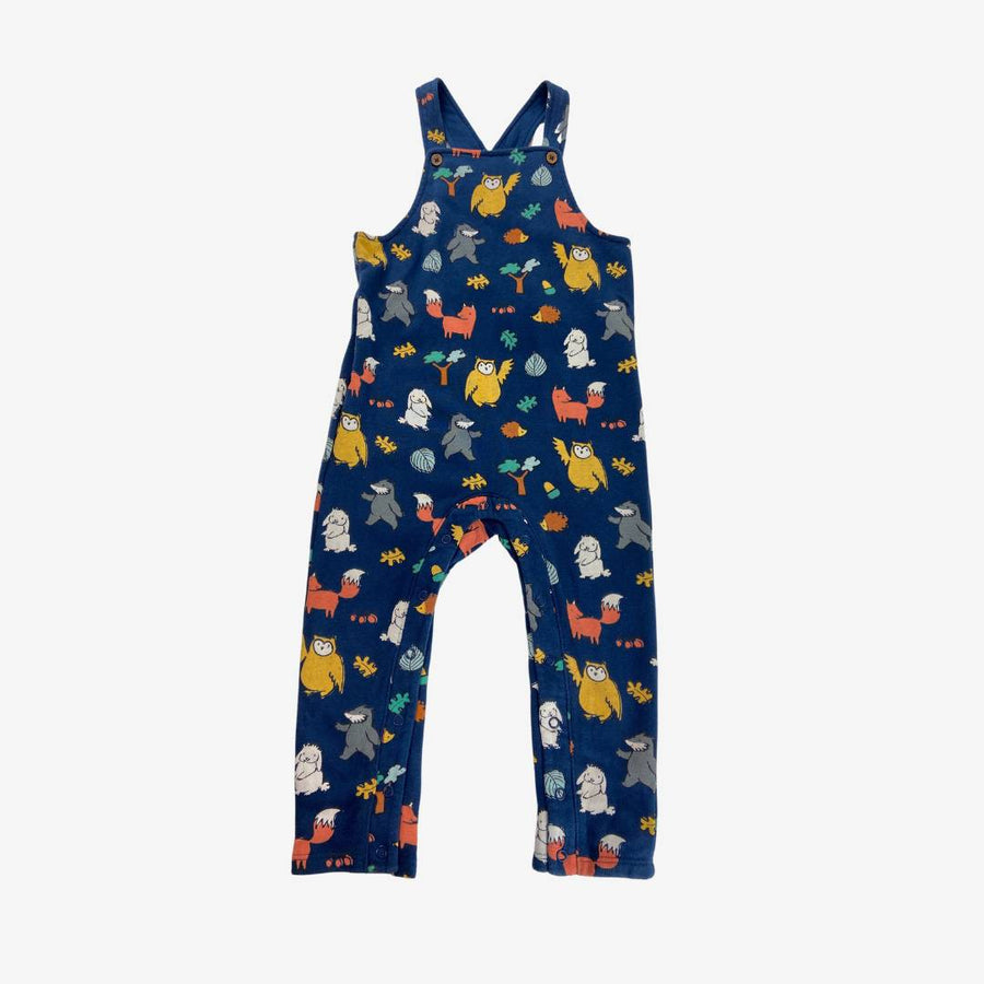 Navy Autumn woodland animals dungarees