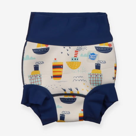 Swim nappy cream boats blue edging