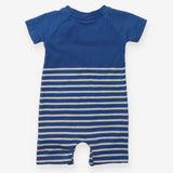 Romper Blue and White Strips with Smiley Crab