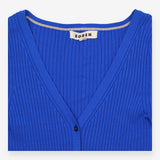 Cardigan Cobalt Blue Ribbed V Neck Button Front Cr