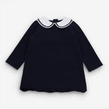 Dress jersey navy blue with white peter pan coll