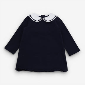 Dress jersey navy blue with white peter pan coll