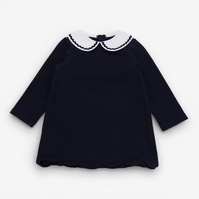 Dress jersey navy blue with white peter pan coll