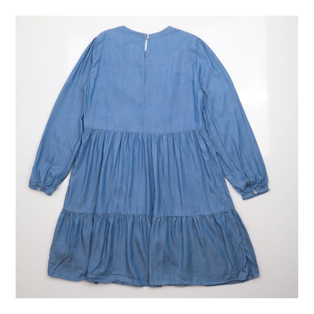 Maternity Dress Blue Floral Embroidered Tiered