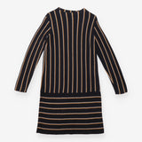 Knit Dress Black Mustard Striped Long Sleeve