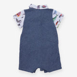 Romper Shirt Blue Fish with Yellow Bow Tie