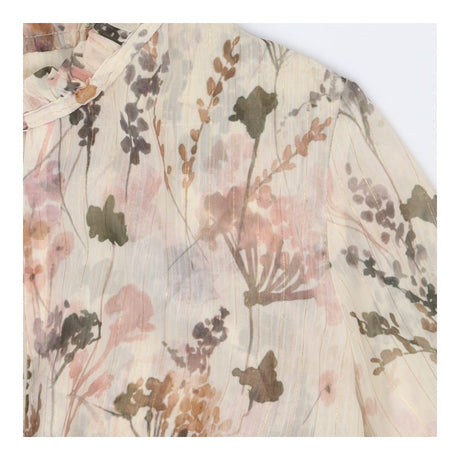 Semi‑Sheer Layered Blouse with Metallic Thread Det
