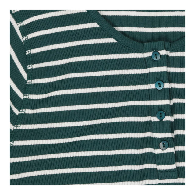 Green and white striped essentials ribbed henley