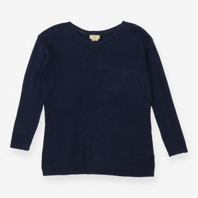 Blue Boatneck Chevron Knit Sweater Soft Textured J