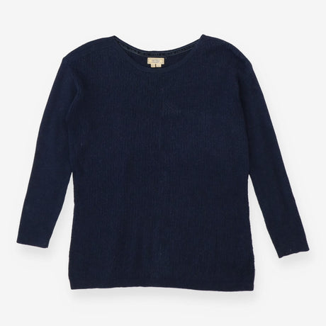 Blue Boatneck Chevron Knit Sweater Soft Textured J