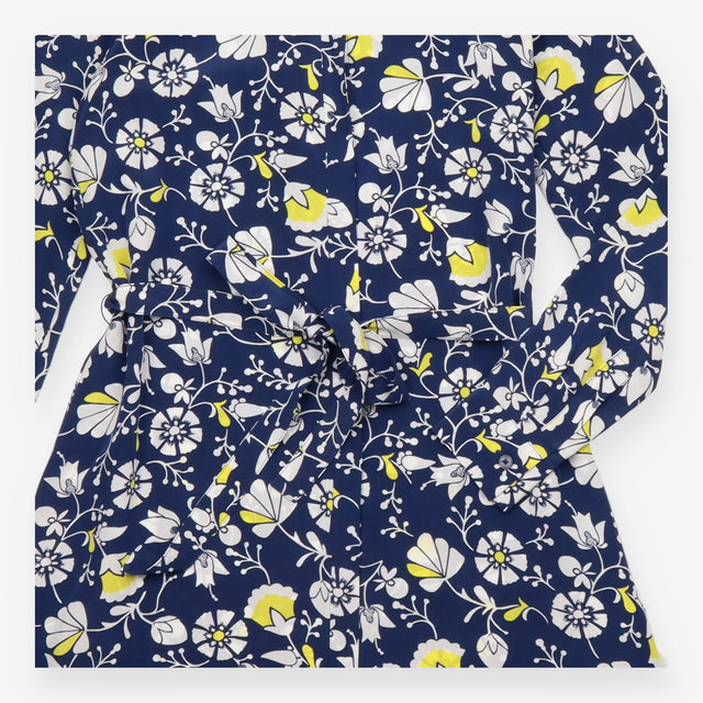 Shirt Dress Navy Floral Print Long Sleeve Belted