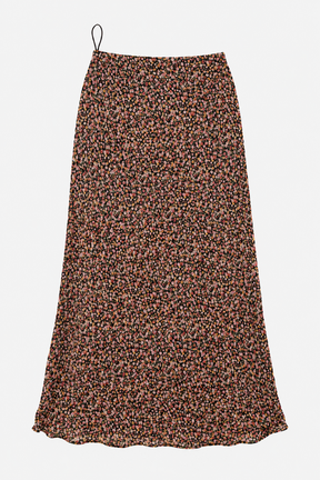Midi Skirt Black Multicolour Ditsy Floral