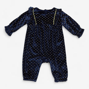 Romper velour navy gold glitz