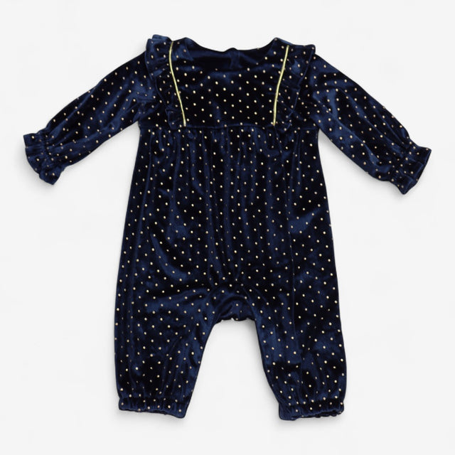 Romper velour navy gold glitz